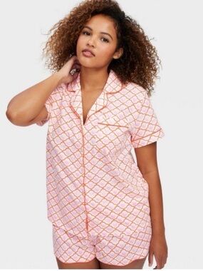 Roller Rabbit Target Pink and Orange Geo Hearts Short Pajama Set